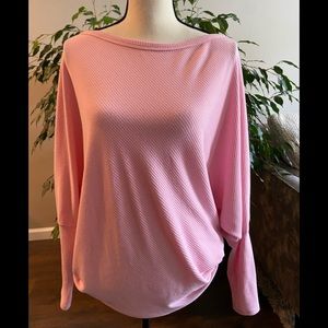 Dolman Style Pink Slouchy, Balloon, High/Low Style Long Sleeve Top Size …